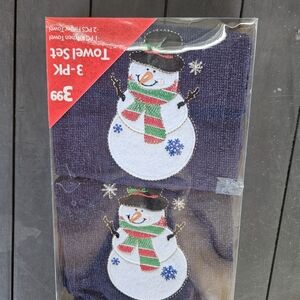 Source Unknown Snowman Holiday Towel Set - Blue and White